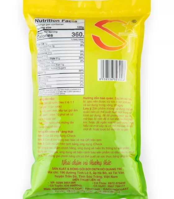 Gạo ngon ST25 Ông Cua Lúa Tôm đóng gói 5kg