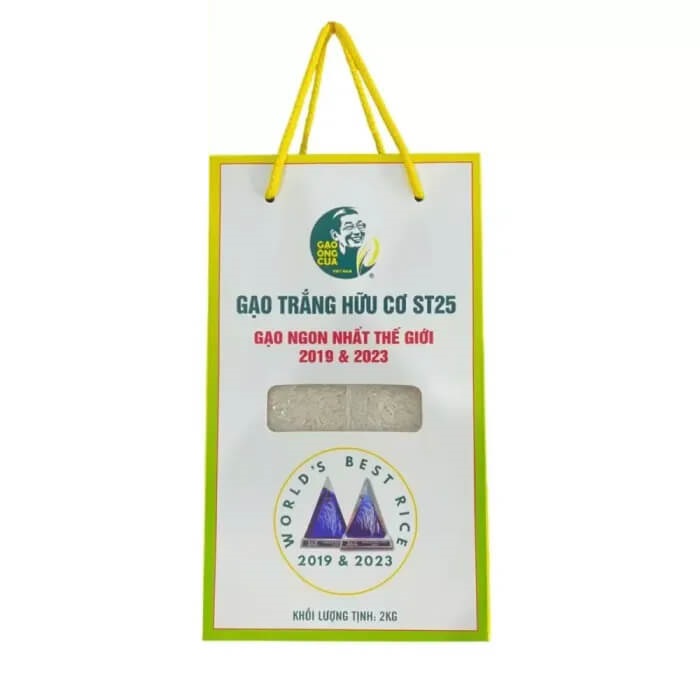 Gạo ST25 Ông Cua Organic đóng gói 2kg