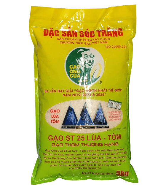 Gạo ngon ST25 Ông Cua Lúa Tôm đóng gói 5kg