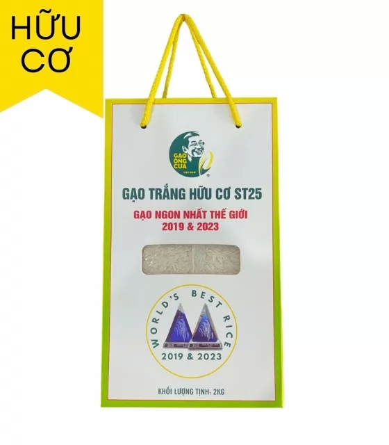 Gạo ST25 Ông Cua Organic đóng gói 2kg